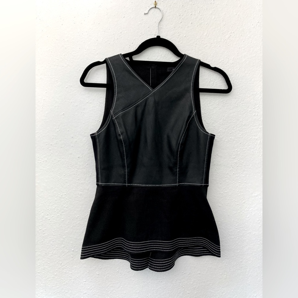 BCBG max azria leather peplum top